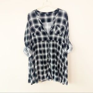 Black and White Plaid Women's Top